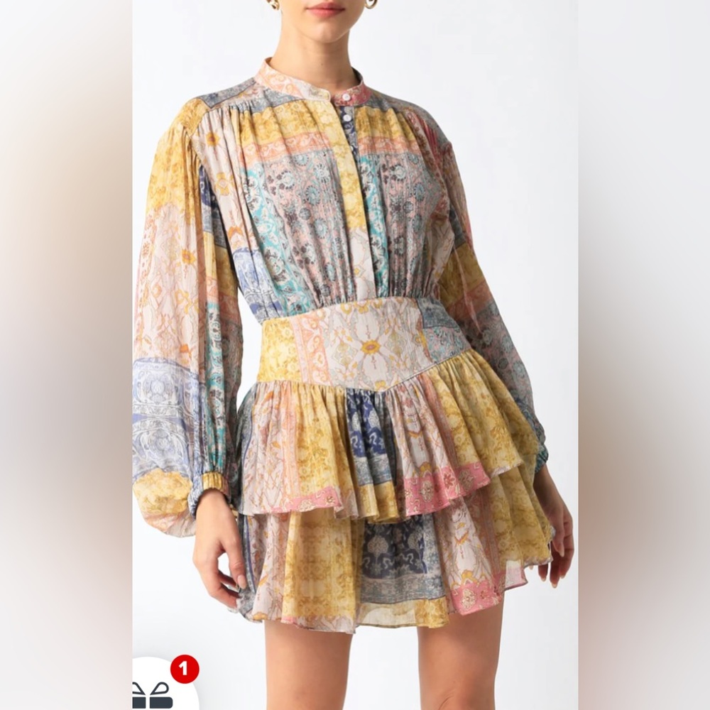 Olivaceous Mixed Multi Pattern Dress